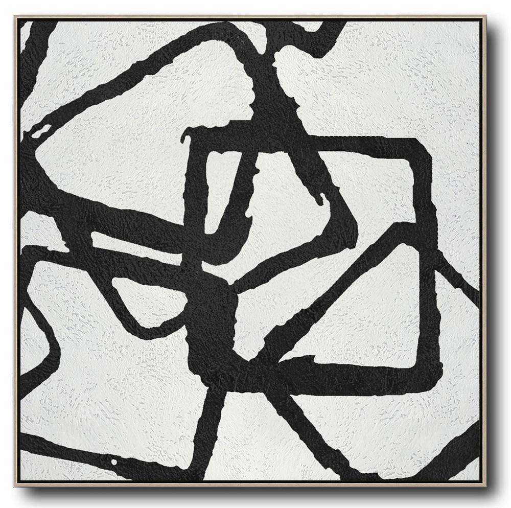 Minimal Black and White Painting #MN14A - Click Image to Close